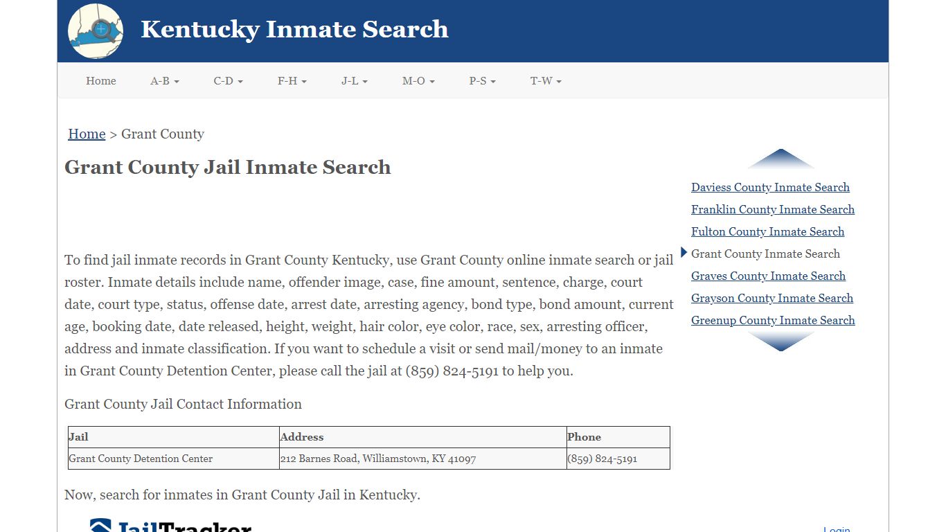 Grant County Jail Inmate Search